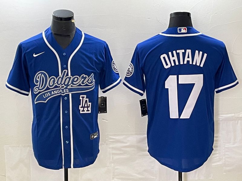 Men Los Angeles Dodgers 17 Ohtani Blue Nike Game MLB Jersey style 5